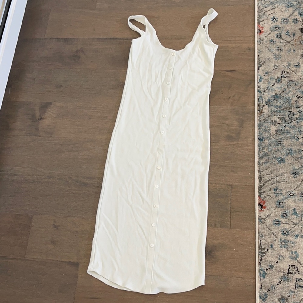 White button up cotton T-shirt dress